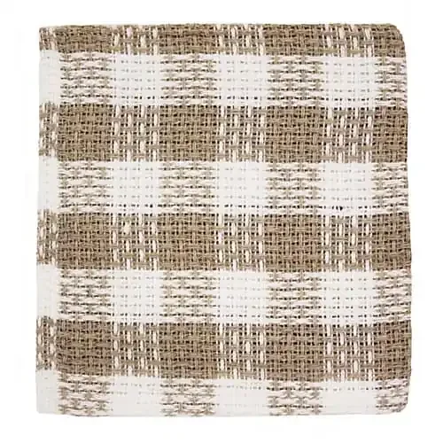 John Ritzenthaler 201-00 Taupe / White Check 12″ Sq Dishcloth – 4 / PK