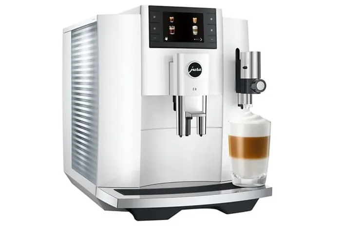 Jura E8 Super Automatic Coffee Machine – Piano White