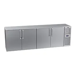 Krowne BS108R-SNS 108″ Solid Door Back Bar Cooler with Right Side Compressor and Unfinished Top