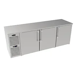 Krowne LS84R-SSS 84″ Low Profile Solid Door Back Bar Refrigerator with Right Side Compressor and Stainless Steel Top