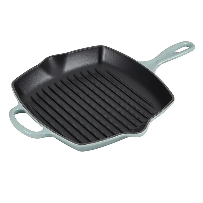 Le Creuset 10.25″ Signature Square Skillet Grill – Sea Salt