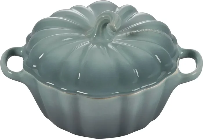 Le Creuset 12 oz. Stoneware Figural Pumpkin Petite Cocotte – Sea Salt