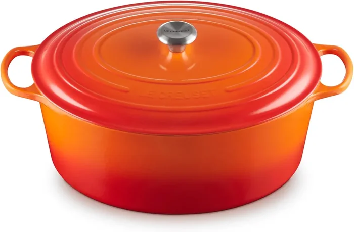 Le Creuset 15 1/2 Qt. Signature Oval Dutch Oven w/Stainless Steel Knob – Flame