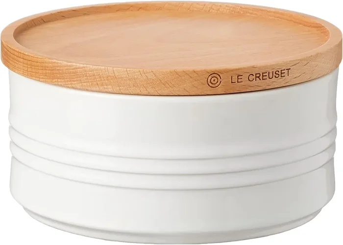 Le Creuset 23 oz. (5.5″ diameter) Canister w/Wood Lid – White