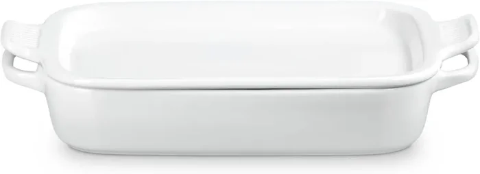 Le Creuset 3 Qt. Shallow Rectangular Dish w/Platter Lid – White