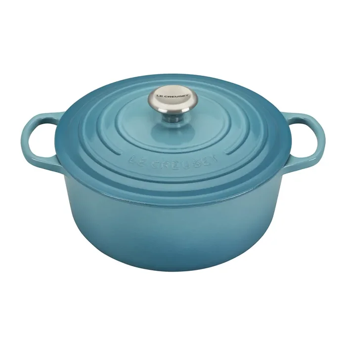 Le Creuset 5 1/2 Qt. Signature Round Dutch Oven w/Stainless Steel Knob – Caribbean- Personalized Engraving Available