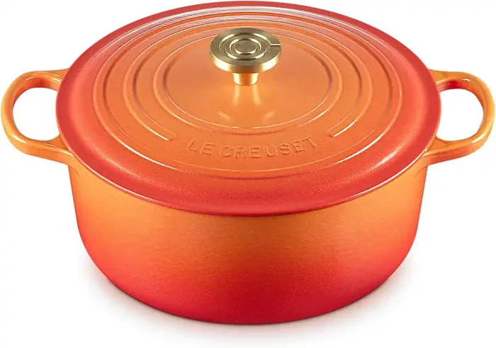 Le Creuset 7 1/4 Qt. Enameled Cast Iron Signature Round Dutch Oven w/Crucible Knob – Flamme Doree