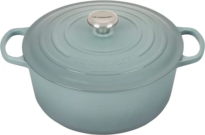 Le Creuset 7 1/4 Qt. Signature Round Dutch Oven w/Stainless Steel Knob – Sea Salt- Personalized Engraving Available