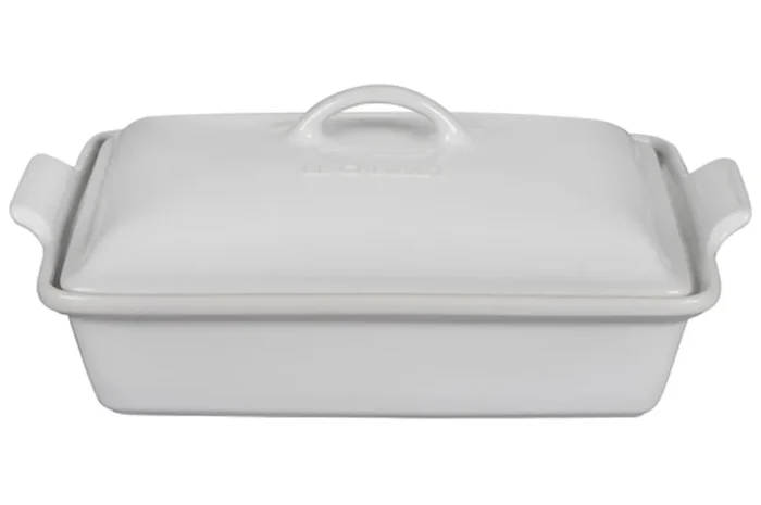 Le Creuset Stoneware Heritage 4 qt. Covered Rectangular Casserole – White