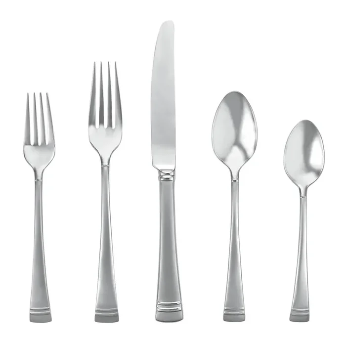 Lenox Federal Platinum Frosted 5 piece Stainless Flatware Place Setting