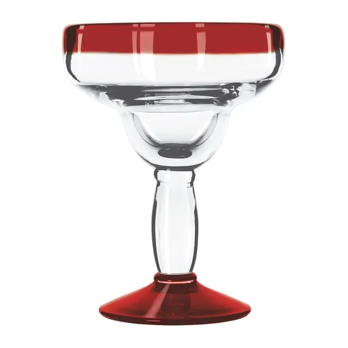 Libbey 92308R Aruba 12 Oz Margarita Glass w/ Red Rim / Foot – 12 / CS