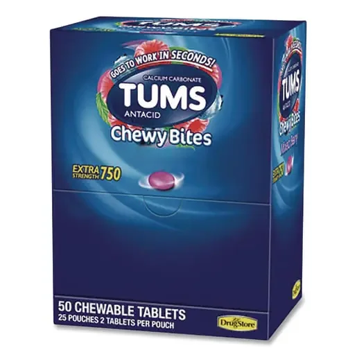 Lil‘ Drugstore LIL81518 TUMS Antacid Chewy Bites, 2 Tablets/Pouch, 25 Pouches/Box