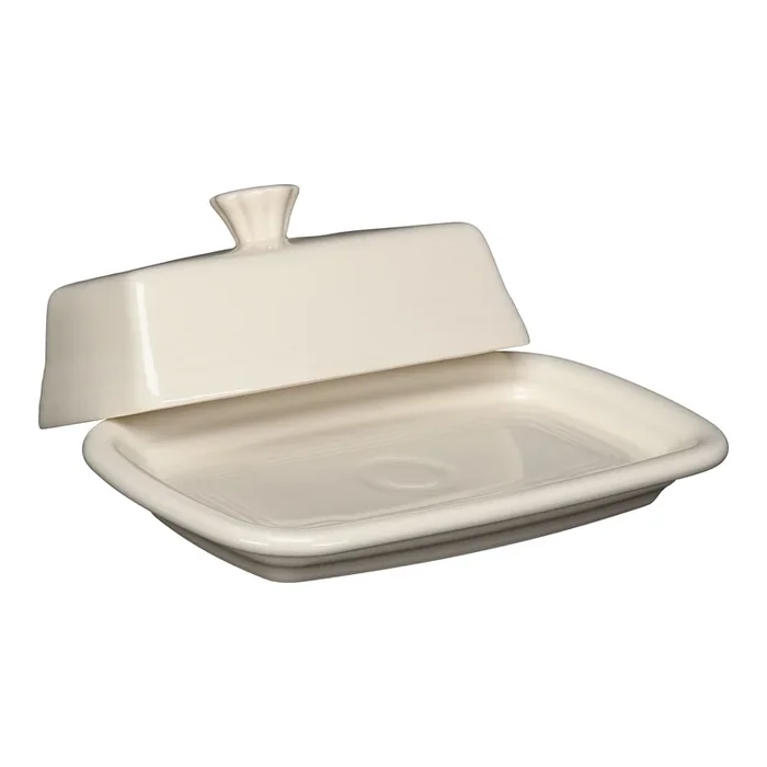 Linen Extra Large Covered Butter Dish 8 1/8 Inch x 5 1/8 Inch