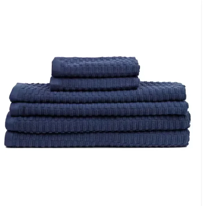 Lisbon Navy Solid 100% Cotton Bath Towels