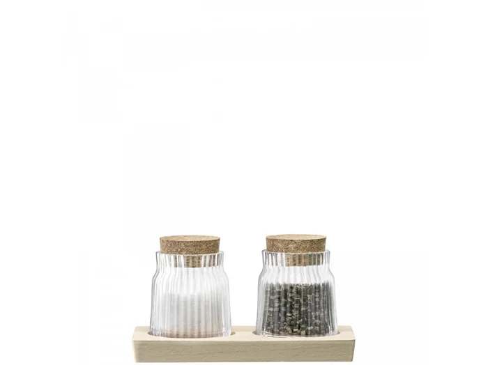 LSA International Gio Line Container Set & Cork Stoppers & Beech Base