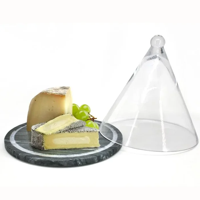 Marble presentation tray with dome 25.5cm