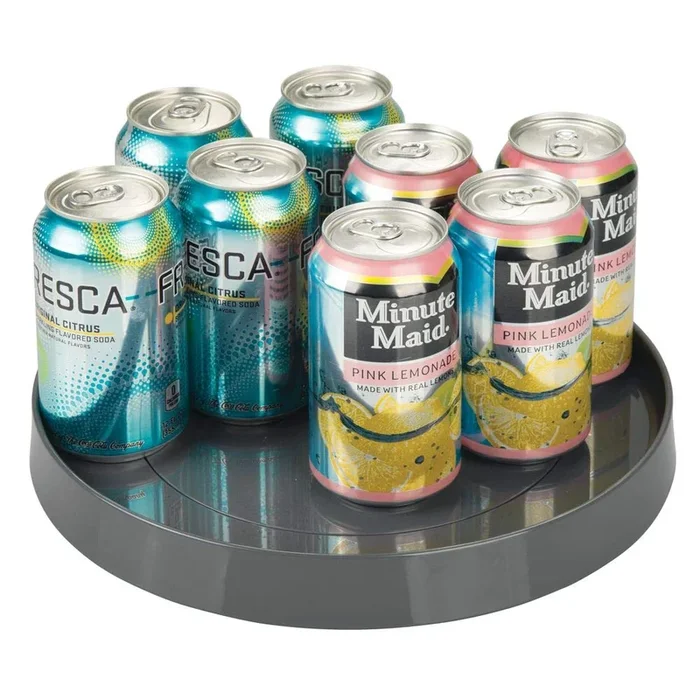 mDesign Lazy Susan Plastic Turntable Food Storage Container for Cabinets, Pantry, Refrigerator, Countertops, Spinning Organizer for Spice Bottles Jar, Condiments, Baking – 11.25″ Round – Charcoal Gray