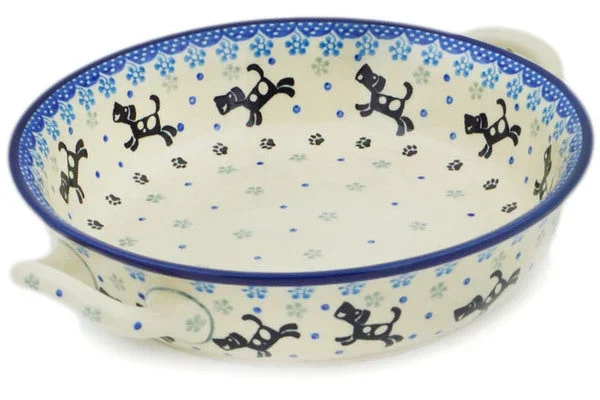 Medium Round Baker with Handles – Playing Pups