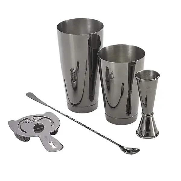 Mercer Culinary M37101BK Barfly S/S 5-Pc Gun Metal Black Basic Bar Set