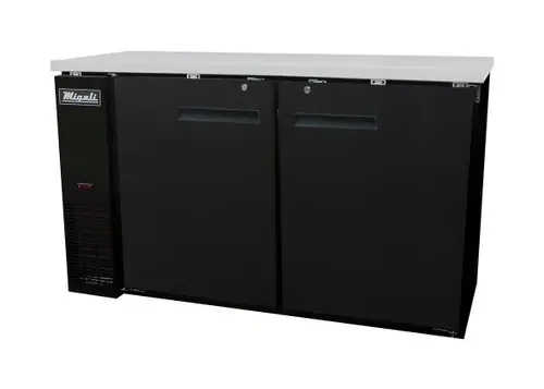 Migali C-BB60-HC- Two Section Solid Hinged Door Four Shelf 15.8 cu ft 60.8″W Black Steel Refrigerated Back Bar Storage Cabinets