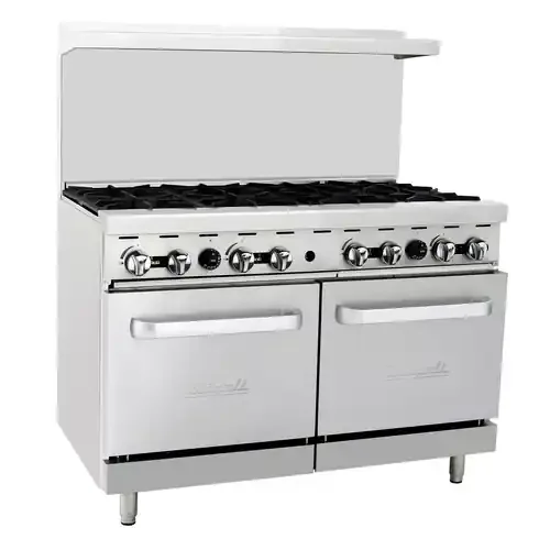 Migali C-RO8B-LP 48″ 8 Burner Gas Range w/ (2) Standard Ovens, Liquid Propane, Backriser w/ Hi-Shelf, 23000 BTU / Burner