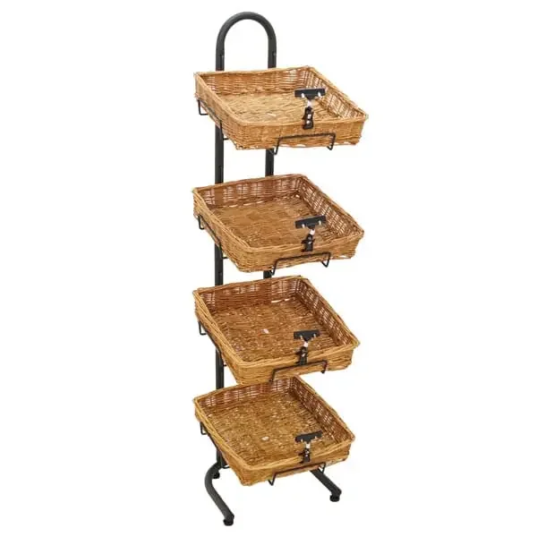 Mobile Merchandisers K1430/4B14 4-Tier Floor Display with Baskets