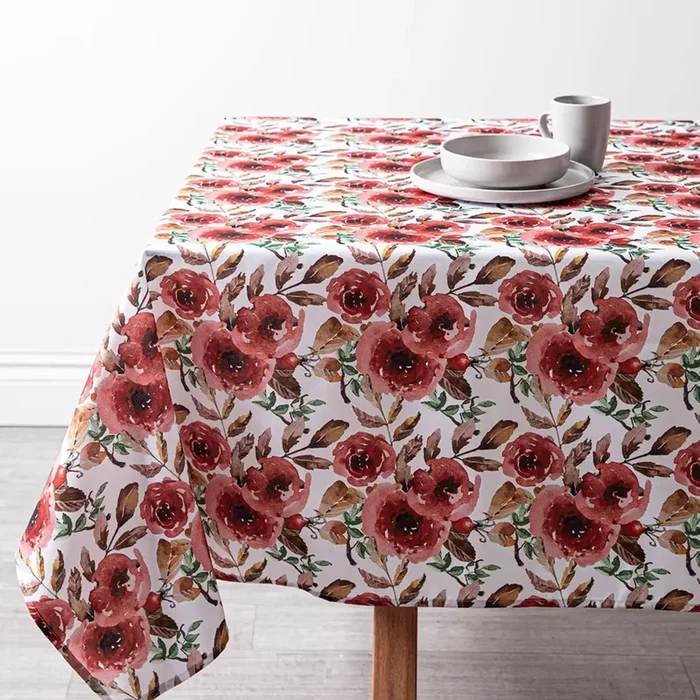 Nappe rectangulaire en polyester imprimée Rose 58″ x 78″