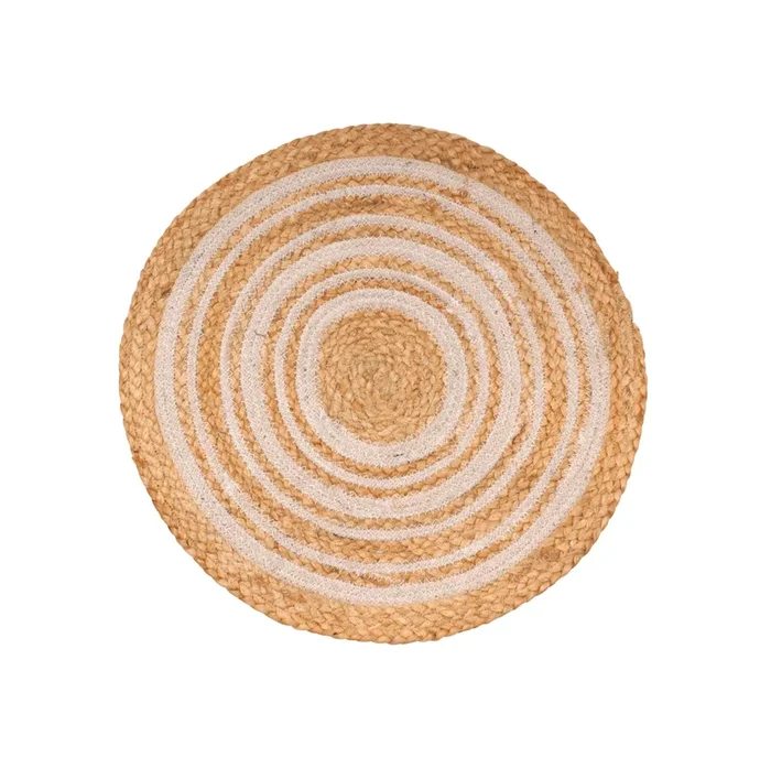 Napperon rond en jute rayures blanches
