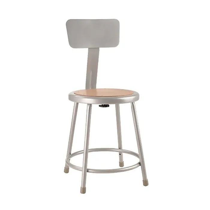 National Public Seating 6218B Grey Steel 18″ Stool with Backrest