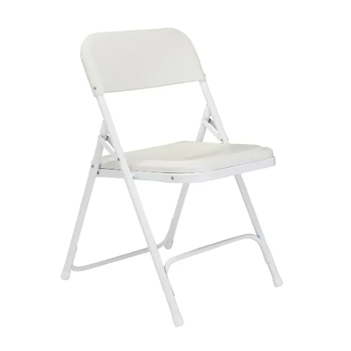 National Public Seating 821 Bright Wht Folding Plastic Chair – 4 / CS