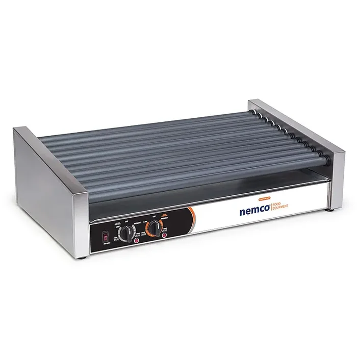 Nemco 8055SX-SLT 55-Cap. Slant Hot Dog Roller Grill w/ GripsIt Rollers