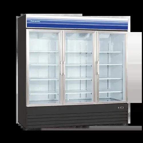 Norpole NPGR3-SB 78.00‘‘ Black 3 Section Swing Refrigerated Glass Door Merchandiser