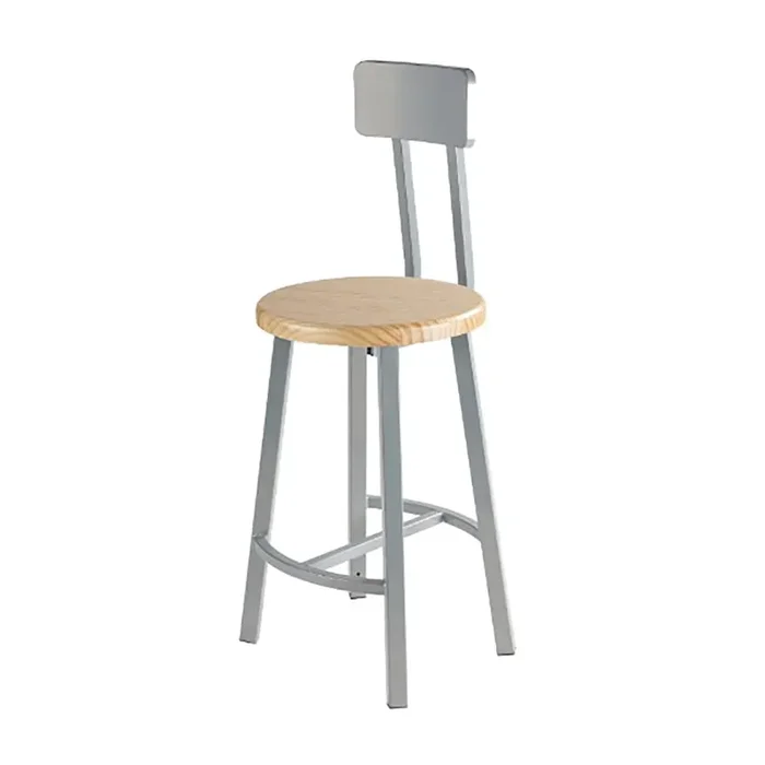 NPS TTSG24B-BB Grey Frame 24 In Stool with Wood Seat/Backrest – 2 / CS