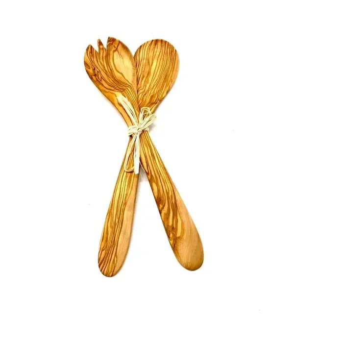 Olive Wood Salad Servers Set, 14″