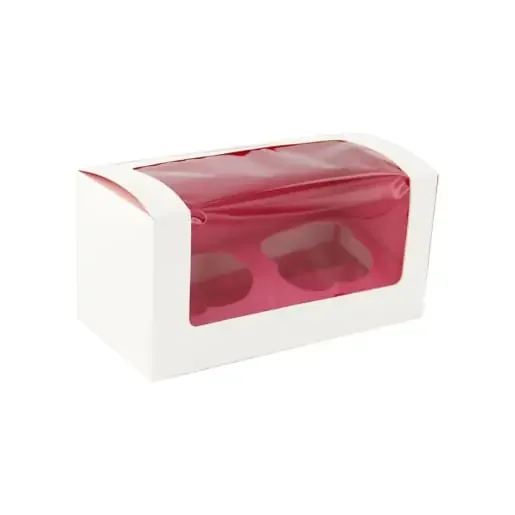 PacknWood 209BCKF2 Pink Cupcake Box with Window (2 Pieces)
