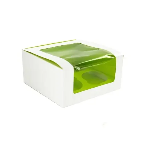 PacknWood 209BCKF4 Green Cupcake Box with Window (4 Pieces)
