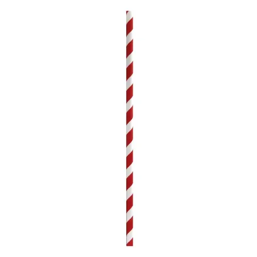 PacknWood 210CHP14RT Durable Red & White Striped Cocktail Paper Straws – Unwrapped