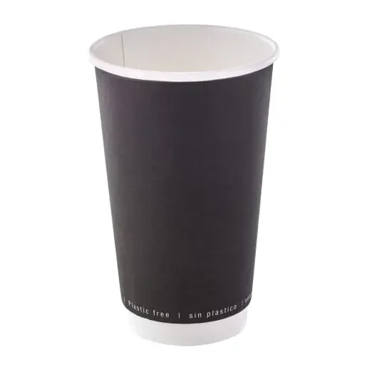 PacknWood 210GCDWB16N Black Double Wall Paper Cup Plastic Free