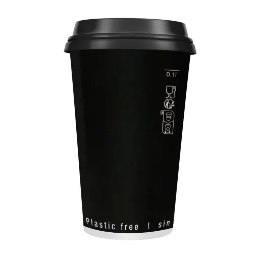 PacknWood 210GCDWB20N Black Double Wall Paper Cup Plastic Free