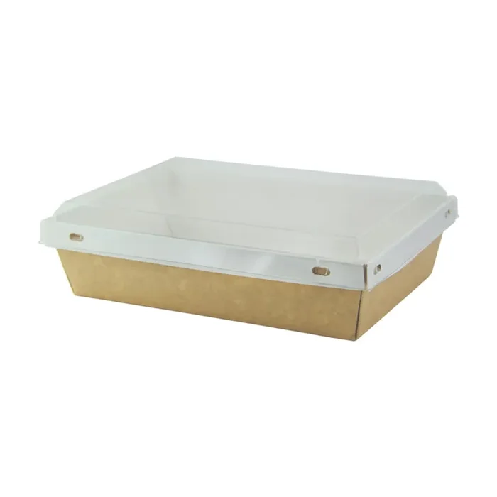 PackNWood 210KVIEW1000 32 ounce Kraft Box with Clear Lid – 100 / CS