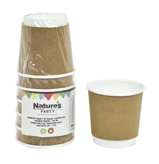 PacknWood 8NPGCDW41 Double walled PLA cardboard cup