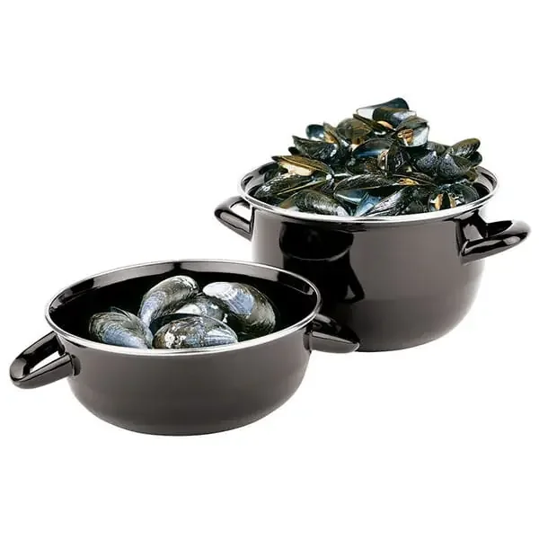 Paderno® 42414-20 Black Enamel Steel 4.4 Pound Mussel Pot Set