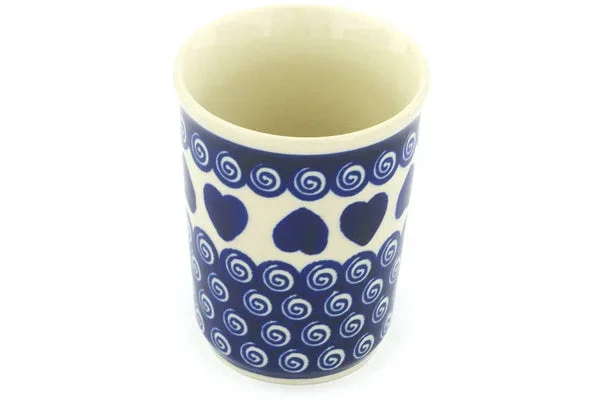 Polish Pottery 10 oz Tumbler Heart Swirls