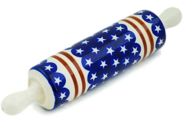 Polish Pottery 13″ Rolling Pin Stars And Stripes