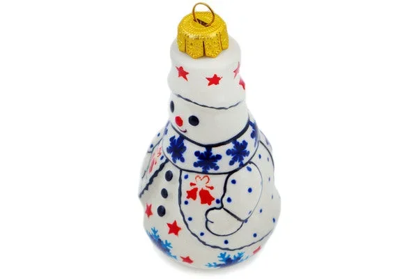 Polish Pottery 4″ Snowman Ornament Winter Land