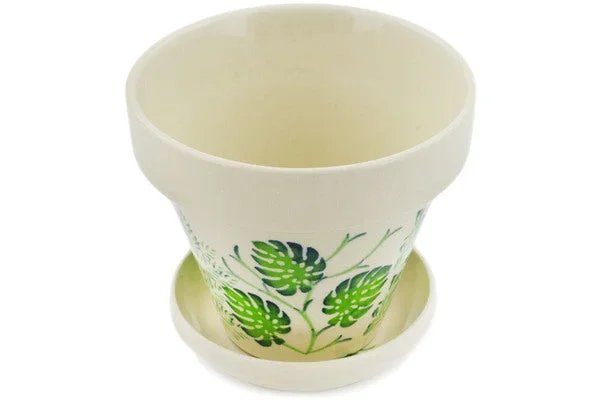 Polish Pottery 5″ Planter Monstera Deliciosa