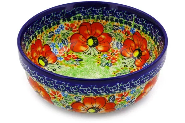 Polish Pottery 6″ Bowl Garden Meadow UNIKAT
