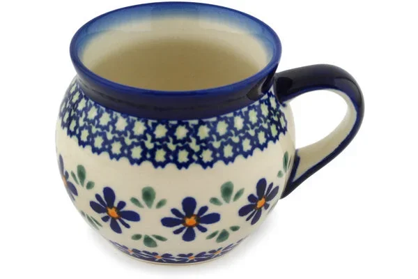 Polish Pottery 7 oz Bubble Mug Gingham Flowers