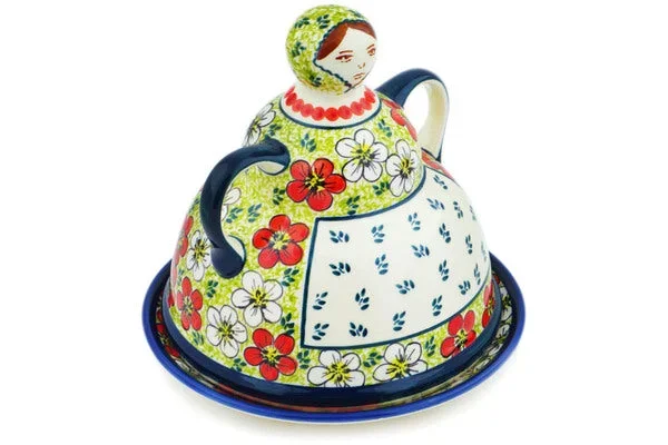 Polish Pottery 8″ Cheese Lady Blessed Morning UNIKAT