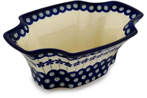 Polish Pottery 9″ Bowl Flowering Peacock